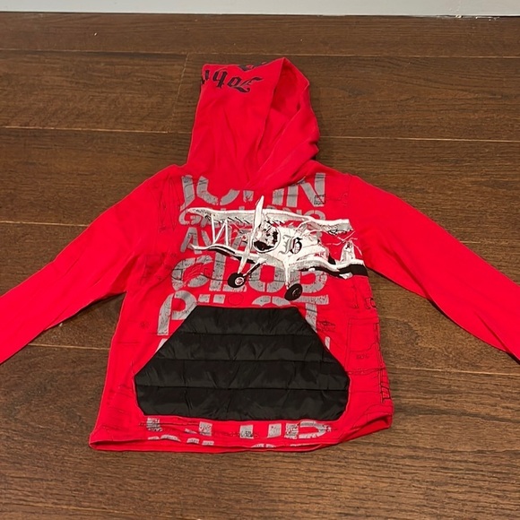 John Galliano Kids Red Hooded T-Shirt Size 6